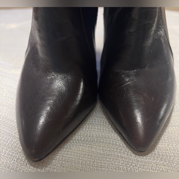 Alice + Olivia Dark Brown Wedge Heeled Leather Boots 39.5/8.5 - Picture 5 of 12